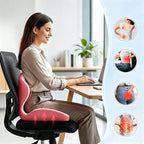 Ergonomic Memory Foam Seat Cushion with Lumbar Support – Pressure Relief, Height Boost, Universal Fit
