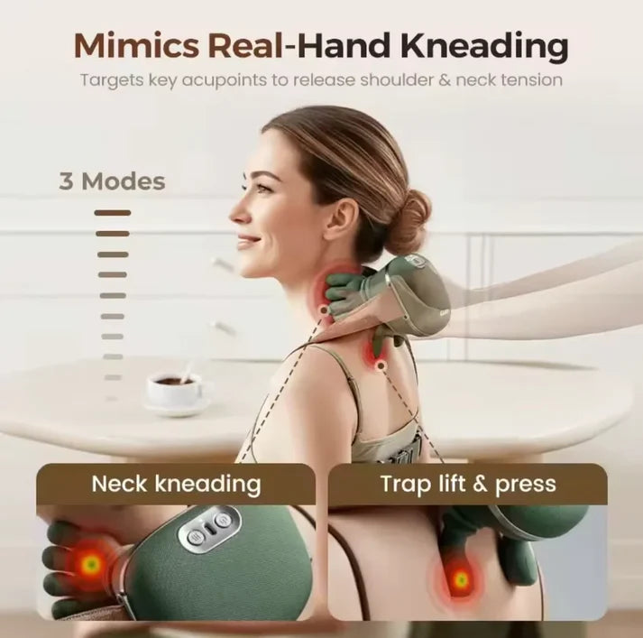 4D Neck & shoulder Massager with Heat,  Back & Hand Massager, Pain Relief, Muscle Relaxation