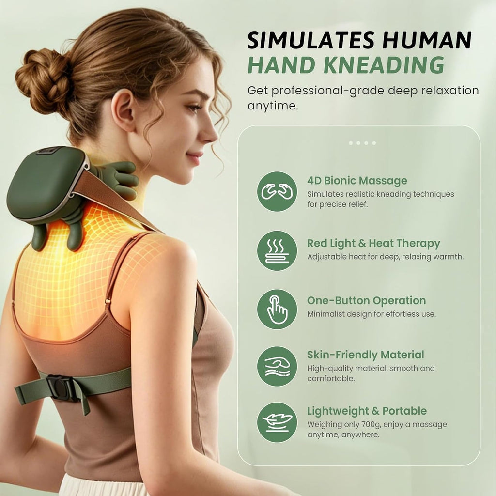 4D Neck & shoulder Massager with Heat,  Back & Hand Massager, Pain Relief, Muscle Relaxation