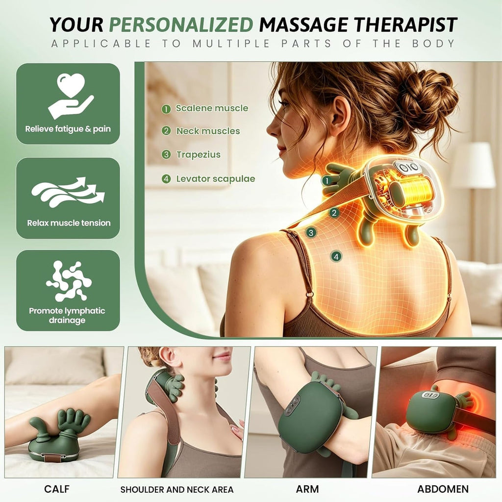 4D Neck & shoulder Massager with Heat,  Back & Hand Massager, Pain Relief, Muscle Relaxation