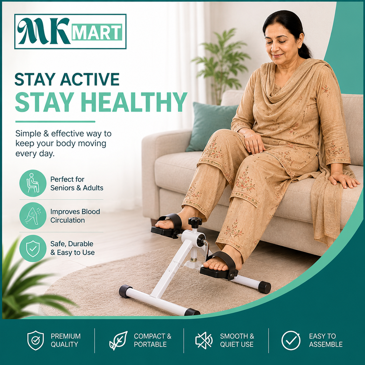Foldable Mini Desk Cycle – Portable Leg & Arm Pedal Exerciser